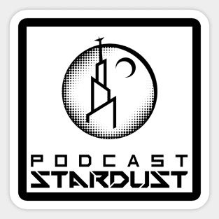 Podcast Stardust Black and White Pixel Logo Sticker